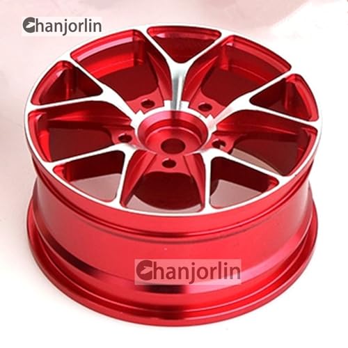 1/10 On Road Drift Wheels Rims Hex 12mm RC Aluminum Alloy Rally Racing Hubs for 1:10 Scale Touring Street Car Tires Tamiya TT01 TT02 HSP 2S 3S Brushless HPI KYOSHO XV02 XV01 4PCS (Red) - color: Red