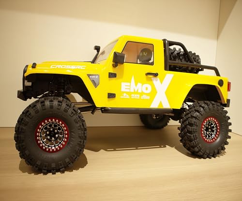 RC 2.2 Aluminum Alloy Beadlock Wheels and Tires Upgrades Accessories Rims for 1/10 SCX10 TRX4RC4WD and D90 RC Crawler Axial Remote Control Car (4pc) (Black & Red) - color: Black & Red