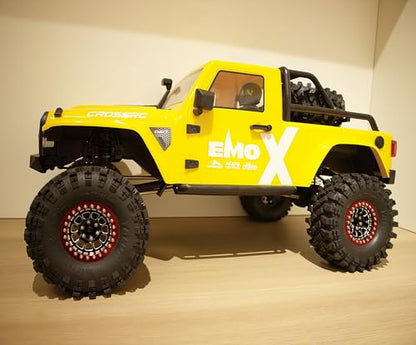 RC 2.2 Aluminum Alloy Beadlock Wheels and Tires Upgrades Accessories Rims for 1/10 SCX10 TRX4RC4WD and D90 RC Crawler Axial Remote Control Car (4pc) (Black & Red) - color: Black & Red