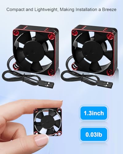 2PCS ESC Motor Cooling Fans for 1/8 and 1/10 Scale RC Cars | 35mm 21000RPM, Aluminum RC Motor Cooling Fan, for 3650 3660 540 550 Brushless Motor, Black Red