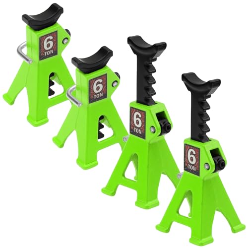 4Pcs ShareGoo 1/24 RC Scale Toy Decoration Metal RC Mini Toy Jack Stands Simulation Compatible with 1/18 1/24 RC Crawler SCX24 AX24 TRX4M FCX24 RC Crawler Car (Green) - color: Green