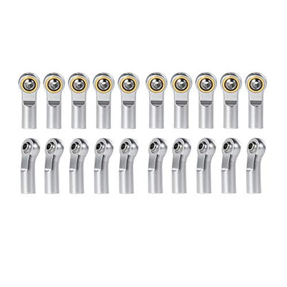 QUE-T 20pcs/Set M3 Link Tie Rod End Metal Ball Joint Head for 1/10 RC Crawler Car Boat (Silver) - color: Silver