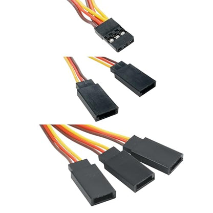 Servo Y Harness Splitter Cable, JR/Futaba Style 1to2 and 1to3 | Includes 5pcs 1to2 and 2pcs 1to3 leads. Ideal for RC cars, airplanes, helicopters, and DIY electronics prototyping. - style: 5PCS 1to2 and 2PCS 1to3