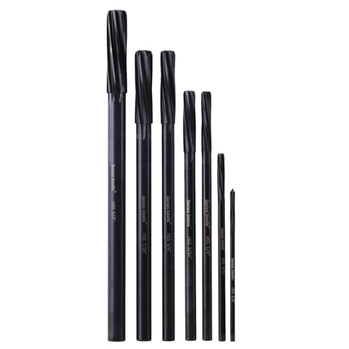 M2 High Speed Steel Premium Chucking Reamer Set, 7 pcs Fractional Sizes 1/8" Thru 1/2", Spiral Flute, Enlarge, Smooth and Finishing Holes - size: 7PCS Kit