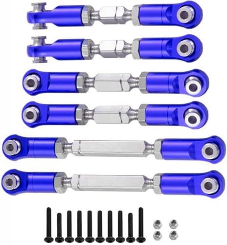 6PCS Aluminum Adjustable RC Tie Rods Linkage Turnbuckles Toe Links Set Upgrade Parts for 1/8 Mojave 4S 4X4 BLX RC Car(Navy Blue) - color: Navy Blue