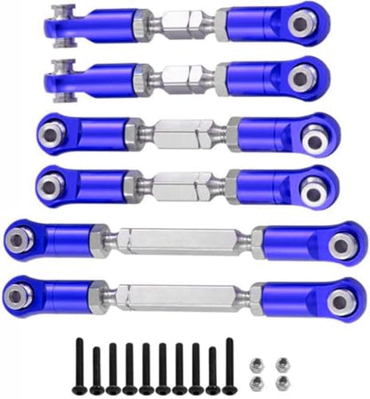 6PCS Aluminum Adjustable RC Tie Rods Linkage Turnbuckles Toe Links Set Upgrade Parts for 1/8 Mojave 4S 4X4 BLX RC Car(Navy Blue) - color: Navy Blue