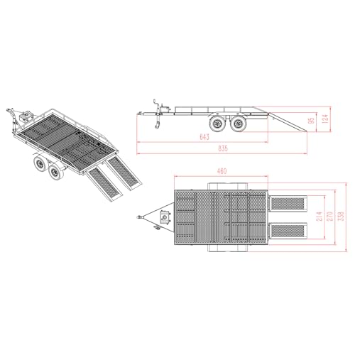 Heavy Duty Truck Trailer for 1/10 RC Crawler Car Axial SCX10 SCX10 II SCX10 III Traxxas TRX4 TRX6 D90 CC01