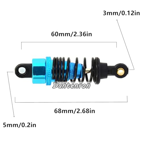 4Pack RC Car 102004 Adjustable Shock Absorber Damper Upgrade Parts Replacement Accessory 68mm For 1/10 RC On Road Drift Rally Car HSP 94102 94122 HPI Losi Axial Tamiya Redcat (Blue) - color: Blue