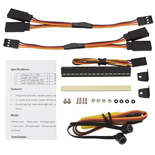 MEUS RACING TRX4M Roof Light Bar Headlights Kit with 16 Beads 8 Light Modes for MEUS TRX4M Ripper Body 1/18 RC Crawler Car Upgrade Parts.(with 2 Angel-Eye)