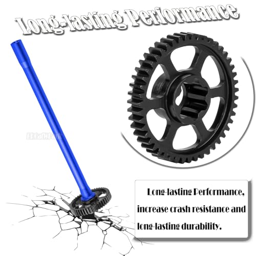 Steel 47T 0.8Mod Main Gear & Center Drive Shaft Axles Upgrades Part for 1/16 Mini Maxx 4WD RTR Brushless Monster Truck (107154-1),RC Spur Gear 47 Tooth and Center DriveShaft CVD,Navy Blue - color: Navy Blue - (47t Gear & Center Drive Shaft)