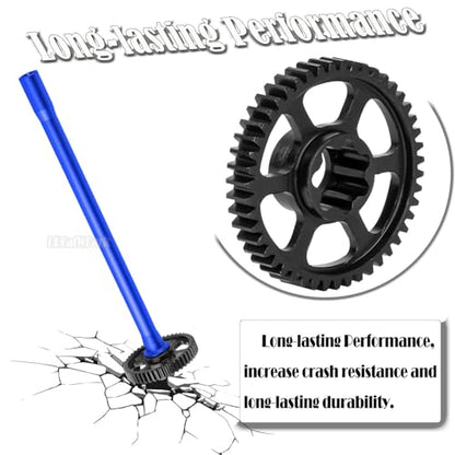 Steel 47T 0.8Mod Main Gear & Center Drive Shaft Axles Upgrades Part for 1/16 Mini Maxx 4WD RTR Brushless Monster Truck (107154-1),RC Spur Gear 47 Tooth and Center DriveShaft CVD,Navy Blue - color: Navy Blue - (47t Gear & Center Drive Shaft)