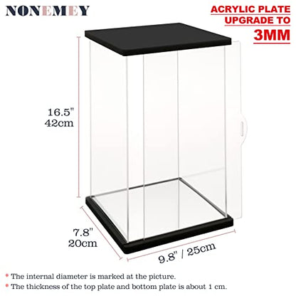 NONEMEY Clear Acrylic Display Case with Remote Control Light for Bearbrick, Dustproof Model Showcase Organizer Box, Display Case for Collectibles Bearbrick (9.8×7.9×16.5inch,25×20×42cm) - size: 9.8×7.9×16.5 inch, 25×20×42 cm