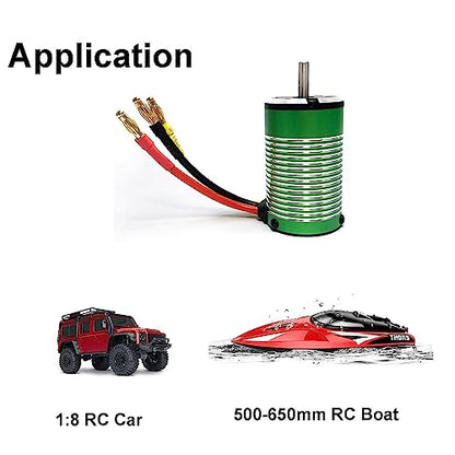 XTEAM 3660 4650KV Brushless Motor 1700W 120A 12V 4-Pole Design, Suitable for 1/8 1/10 1/12 RC Electric Racing Car, Buggy, RC Boat - size: 3660-4650KV
