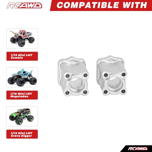 RCAWD 7075 Rear Spindle Hub Carrier for Losi LMT 1/18, Rear Axle Mount Set Upgrade Parts #LOS214043 - color: Rear Hub Carrier
