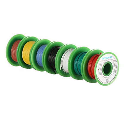 BNTECHGO 22 Gauge Silicone Wire Kit 7 Color Each 50 ft Flexible 22 AWG Stranded Tinned Copper Wire | Flexible 22 Gauge Stranded Wire Silicone Rubber Insulation For RC Models, Drone, Robot, LED Lighting Systems, 3D Printer, DIY - color: silicone wire 7 col