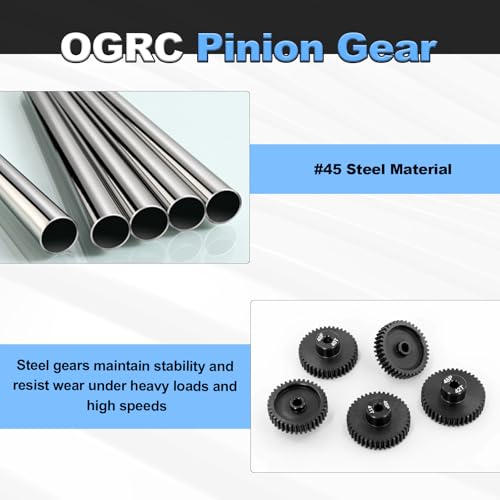 OGRC 48DP 38T 39T 40T 41T 42T Pinion Gear 3.175(1/8-Inch) Pinion Motor Gear | 0.8M, Hardened Steel, Fits for 1/10 RC Brushless Brushed Motor Gears - size: 38T 39T 40T 41T 42T