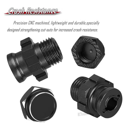 RC Upgrades Part Aluminum 17mm/12mm Wheel Hex/Nuts/Wheel Wrench for 1/8 Jato 4X4,1/10 Rustler/Slash/Stampede/Hoss 4X4 4WD VXL,Hex Hub Adapters Hops Up,Black(#9069#9086) - color: Black-(for 1/10）