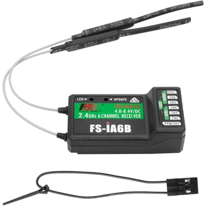 JeeFly FS-iA6B Receivers 6-Channel 2.4GHz Receiver with PPM/iBus Dual Antenna AFHDS2A Compatible with FS-i6/i6X/i10 Transmitters for RC Drones, Airplanes & Helicopters