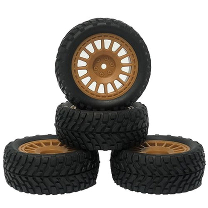 4PCS 75mm Rubber Tyres Tires with Foam Inserts and Plastic Wheel Rims 12mm Hex for 1/10 On-Road RC Drift Touring Car 1/14 1/16 1/18 Rally Car(Brown) - color: Brown