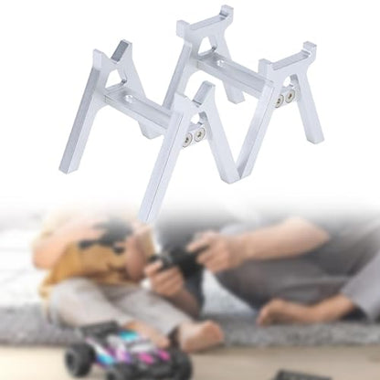 harayaa 2 Pieces RC Car Stand RC Repair Work Station Model Support Simulation Upgrade Compact Aluminum Alloy Suitable for Display Maintenance, Silver - color: Silver