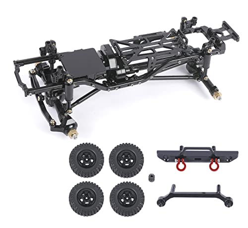 Metal Chassis Frame Assembled Kit for Axial SCX24 Deadbolt AXI90081 1/24 RC Crawler Car Upgrades (Black) - color: Black