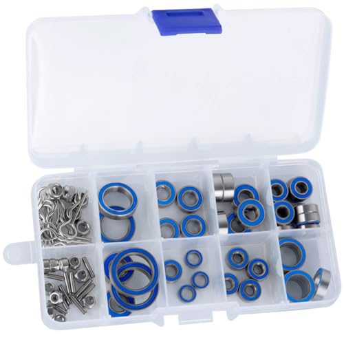 Steel Bearing Kit & Bearing Screw Kit Upgrades Part for TRX4/TRX-4 K5 Blazer/Bronco Ranger/Crawler kit Defender,RC Bearing Kit Rubber Seals Hops Up,Navy Blue - color: Navy Blue - (42 Pcs)