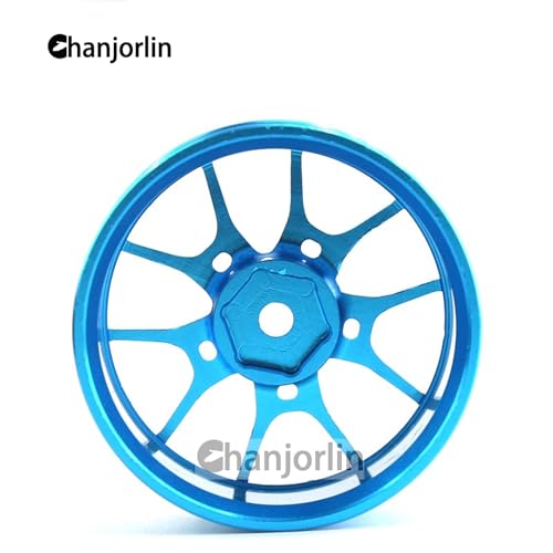 1/10 RC On Road Drift Wheels Rims Hex 12mm Metal Rally Racing Hubs for 1:10 Scale Touring Street Car Tires Tyres Tamiya TT01 TT02 HSP 2S 3S Brushless HPI KYOSHO XV02 XV01 4PCS (Blue) - color: Blue