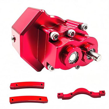 All-Metal Prefixal Gearbox Transfer Case Front Motor Transmission Upgrade 1/10 RC Crawler Axial SCX10 & SCX10 II 90046(Red)