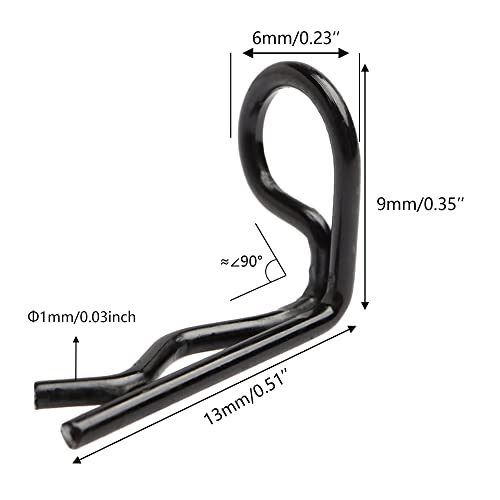 30-Pack 90-Degree Angle 1mm Body Clips Bent Springy Pins WJ07 for All 1/16 1/18 1/20 Scale Model Car Truck Crawler Truck(Black) - color: Black, size: 1mm