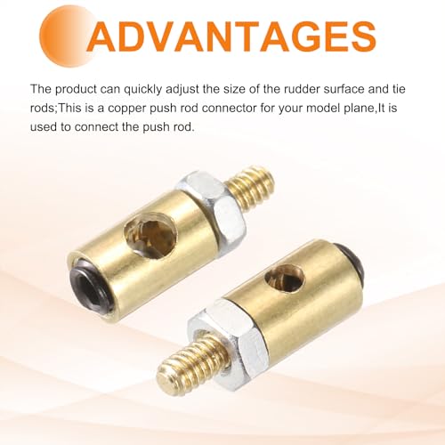 MECCANIXITY Linkage Stoppers Connecting Servo Arm, Push Rod with Nut and Screw for RC Airplane, D4x1.8mm D4x2.5mm 10 Pcs - size: D4x1.8mm; D4x2.5mm