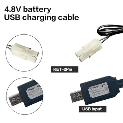 4.8V Battery Charger Cable,Compatible for Tamiya KET-2P Compatible RC Cars, RC Excavator，RC Tanks, RC Boats and Other Remote Control Toys for Universal 4.8V Lipo Battery USB Charger (1) - size: Ket_4.8