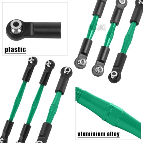 RC Adjustable Turnbuckles Camber Upgrades Part for 1/8 Typhon 4WD 3S MEGA 550 BLX,1/10 Big Rock 4X4 V3 3S BLX RC Car,Tie Rod Set Link Linkage Rod,Adjustable Links Steering Links,6PCS(Green). - color: Green(6pcs)