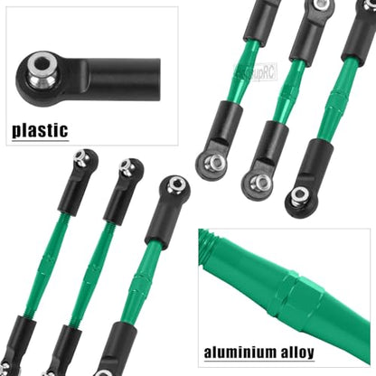 RC Adjustable Turnbuckles Camber Upgrades Part for 1/8 Typhon 4WD 3S MEGA 550 BLX,1/10 Big Rock 4X4 V3 3S BLX RC Car,Tie Rod Set Link Linkage Rod,Adjustable Links Steering Links,6PCS(Green). - color: Green(6pcs)