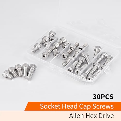 M8 x 10mm 12mm 16mm 20mm 25mm Hex Socket Head Cap Screws Bolts, 304 Stainless Steel, Metric Fully Threaded, Machine Allen Hex Drive, Bright Finish, Assortment Kit 30PCS - size: M8 x 10/12/16/20/25mm (30PCS)