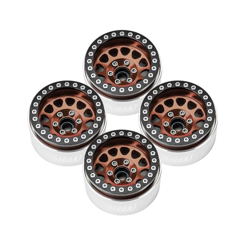 INJORA 1.9 Beadlock Wheel Deep Dish Negative Offset 10.4mm Wheel Rim for 1/10 RC Crawler Auto Axial SCX10 90046 AXI03007 TRX4 VS4-10 Gen8 MST CFX(Black＆Copper) - color: Black＆copper