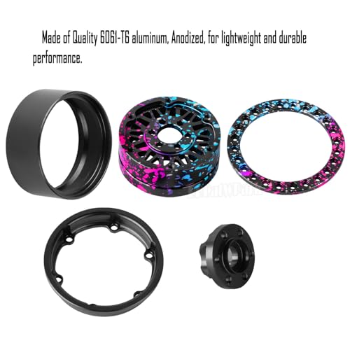 RC 1.9 Wheel Rims for 1/10 SCX10 SCX10 II 90046 SCX10 III AXI03007 SCX10 Pro TRX4 TRX6 Gen7/8 D90 VS4-10 MST CFX RC Crawler Car,4pcs Aluminum 1.9 Wheel Rims,Colour - color: Colour - (Rims)