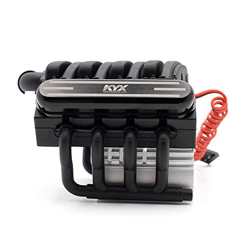 KYX Racing Alloy V8 Engine Motor Heatsinks & Cooling Fan for RC Crawler Car Axial SCX10 II 90046 Wraith D90 Traxxas TRX4 540/550 Motor Accessories