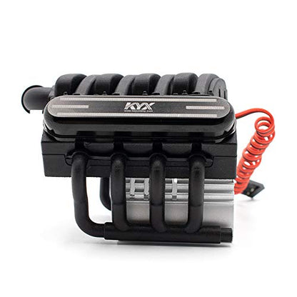 KYX Racing Alloy V8 Engine Motor Heatsinks & Cooling Fan for RC Crawler Car Axial SCX10 II 90046 Wraith D90 Traxxas TRX4 540/550 Motor Accessories