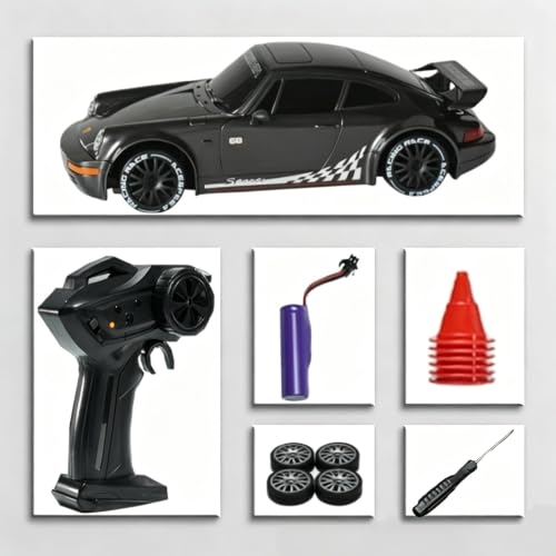 RC Drift Car, 1:20 4WD Full-Scale RC car, 20 km/h high-Speed RC car with Lights, Extra Racing Tires, Suitable for Adults and Boys(Gun Gray)