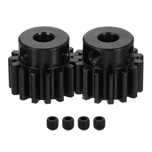 uxcell 2Pcs 1.5 Mod 15T Spur Gear 7mm Bore, 1045 Steel Pinion Gear Black Surface Treatment, 20° Pressure Angle, for Spur Rack and RC Model Car or Motor DIY(17mm) - size: 1.5 Mod 15T, 7mm x 17mm