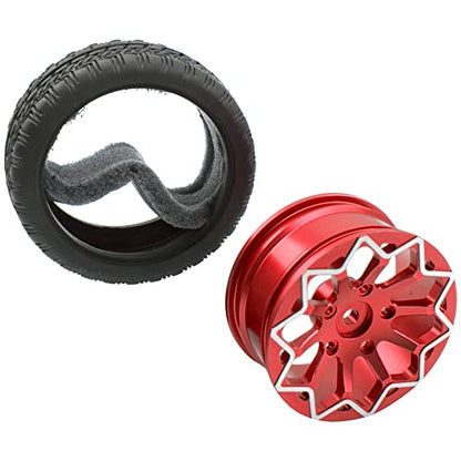 ShareGoo Metal Wheel Rims with Rubber Tire RC 12mm Hex Compatible with HSP Tamiya Kyosho RedCat Sakura WLtoys 1/10 RC On-Road Racing Touring Car (Red) - color: Red