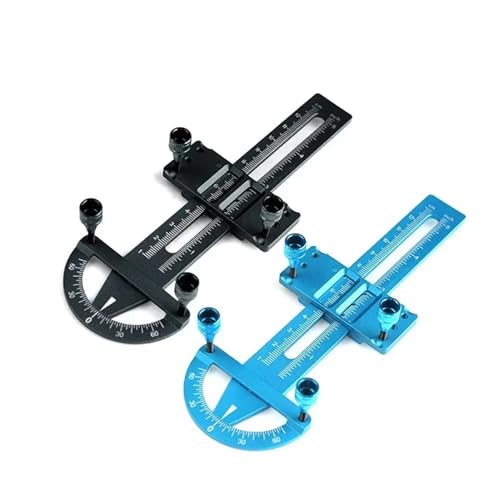 3 in 1 Height Gauge Ruler Aluminum Metal Parts Wheel RC Road Car Set Up Tool Chassis Camber Ride Dip Angle Suspension Simple Toy(Blue)