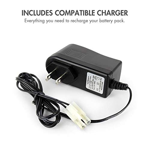 Tenergy 9.6V Flat NiMH Battery Packs for RC Car, High Capacity 8-Cell 2000mAh Rechargeable Battery Pack, Replacement Hobby Battery Pack with Standard Tamiya Connectors (2 Battery Packs + 1 Charger) - size: 2 Battery Packs + Charger
