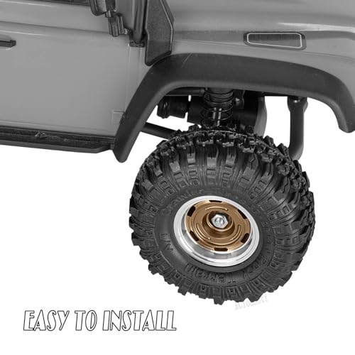 RC 1.0 Inch Beadlock Aluminium Alloy Wheel Tires&Wheels Rim for 1/24 1/18 Axial SCX24 Trx4m RC Crawler Car.4PCS（Bronze) - color: Bronze- (RC Wheels Tires)