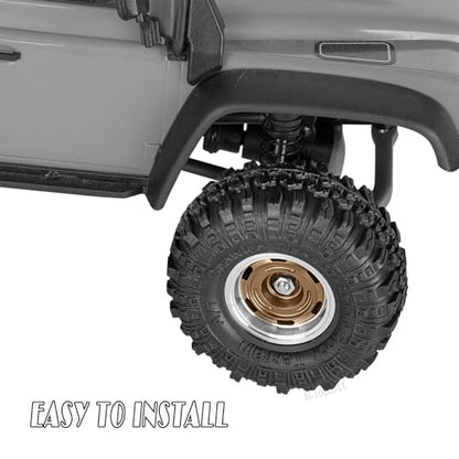 RC 1.0 Inch Beadlock Aluminium Alloy Wheel Tires&Wheels Rim for 1/24 1/18 Axial SCX24 Trx4m RC Crawler Car.4PCS（Bronze) - color: Bronze- (RC Wheels Tires)