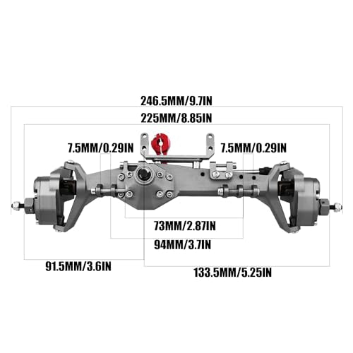 1/10 RC Crawler All Metal Front and Rear Portal Axle for Axial Capra 1.9 UTB Buggy F9 CNC Machined 7075 Aluminum Integrated (Grey) - color: Grey