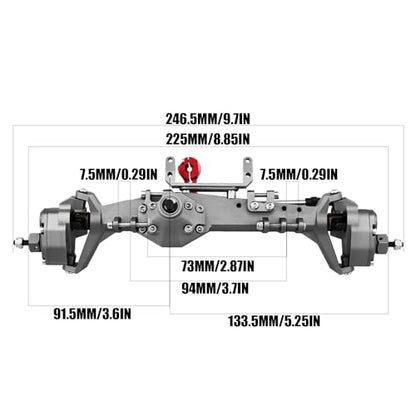 1/10 RC Crawler All Metal Front and Rear Portal Axle for Axial Capra 1.9 UTB Buggy F9 CNC Machined 7075 Aluminum Integrated (Grey) - color: Grey