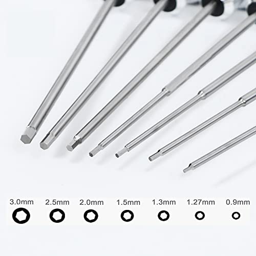 Drone Tool Kit -7Pcs RC Hex Driver Set – Steel 0.9mm Allen Wrench 1.27mm 1.3mm 1.5mm 2.0mm 2.5mm 3.0mm Aluminum Handle Steel Hexagon Screwdriver for traxxas RC Car Truck FPV Helicopter - size: 7pcs Silver