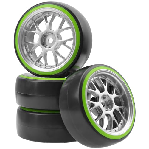 Hard Plastic Wheel Rims & Plastic Tires 12mm Hex Y-Shape Compatible with Traxxas HSP Tamiya Kyosho Himoto WLtoys Redcat 1/10 RC Drift Car