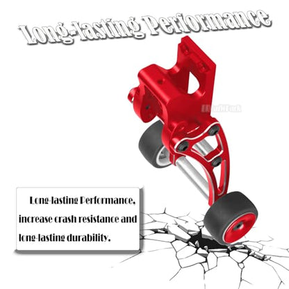 Aluminum Adjustable Wheelie Bar Set Upgrades Part for 1/14 MJX 14209 14210 H14BM High Speed RC Car,RC Adjustable Front Stand Up Wheel Hops Up,Red - color: Red - (Wheelie Bar)